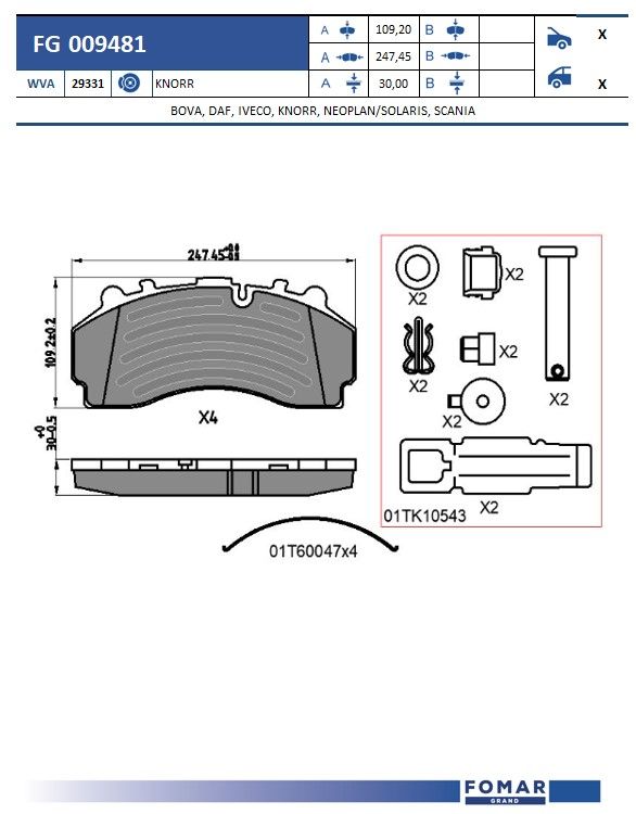 Set placute frana,frana disc FG 009481 FOMAR Friction